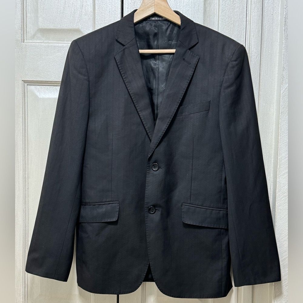 Pierre Cardin New Fashion Men’s 46 Black Wool Blend Lightweight Blazer